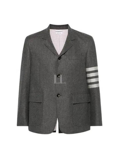 4 Bar Stripe Single Breasted Wool Jacket Grey - THOM BROWNE - BALAAN 2