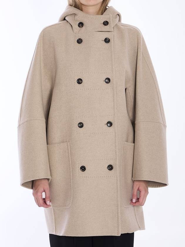 Women s Arturo Hooded Button Up Coat Jacket Beige - MAX MARA - BALAAN 2