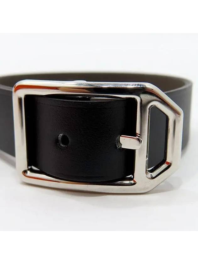 Black leather CUIR PADDOCK GM silver buckle bracelet unused - HERMES - BALAAN 4