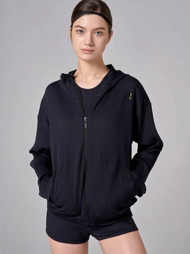 Tech Rib Zip-Up Hoodie Black - ATHPLATFORM - BALAAN 3