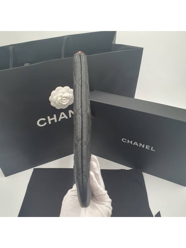 Medium Classic Clutch Bag Caviar Leather & Silver Black - CHANEL - BALAAN 5