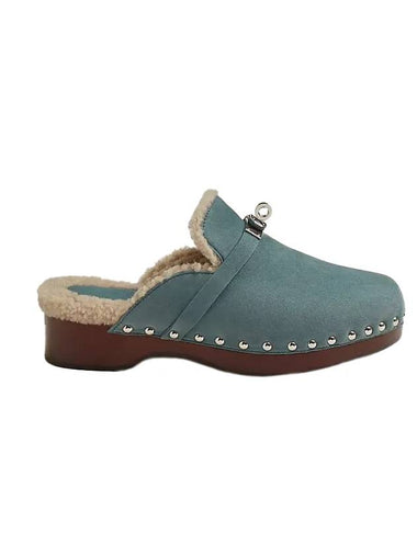 Carlotta Kelly Buckle Mules Blue - HERMES - BALAAN 1