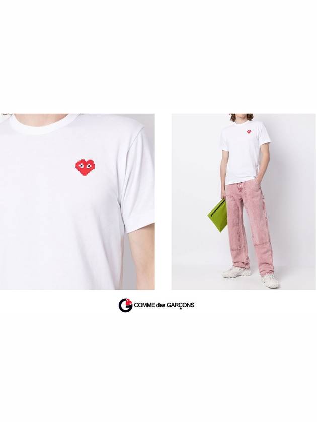 x Invader Pixel Heart Short Sleeve TShirt White AZT3220513 P1T3223 - COMME DES GARCONS PLAY - BALAAN 5