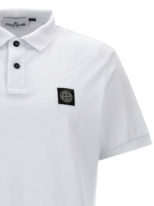 Logo Patch Polo Shirt White - STONE ISLAND - BALAAN 4