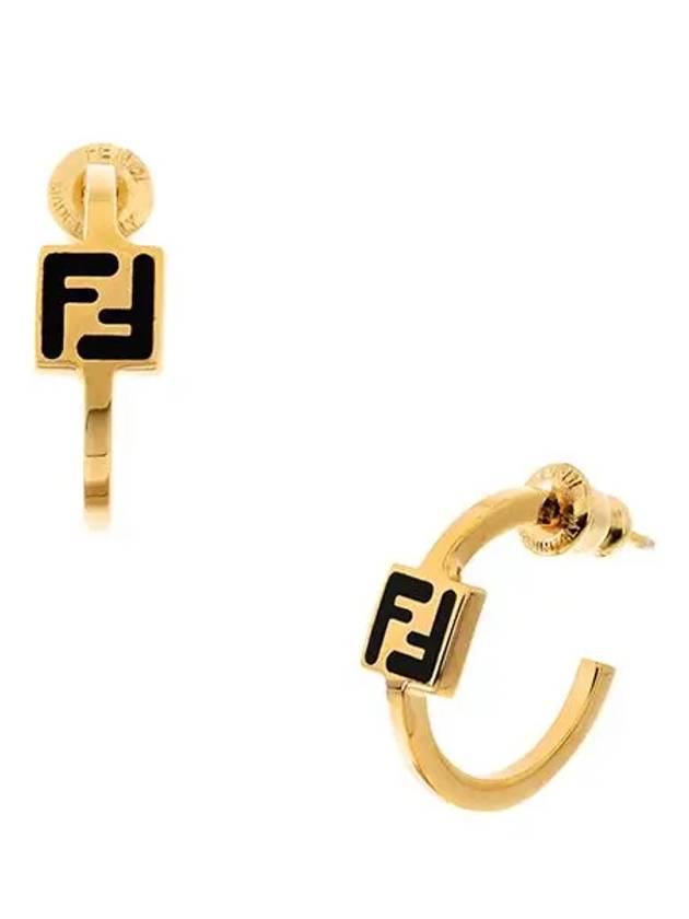 Forever Logo Earrings Gold Black - FENDI - BALAAN 5