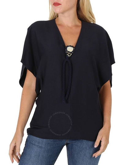 Women s Short Sleeve T Shirt Chloe Ladies Ink Navy Silk Top Brand Size 42 US 10 - CHLOE - BALAAN 2