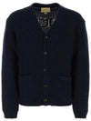 Intarsia Knit Wool Cardigan Navy - GUCCI - BALAAN 3