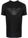 Stencil Logo Print Short Sleeve T-Shirt Black - EMPORIO ARMANI - BALAAN 1