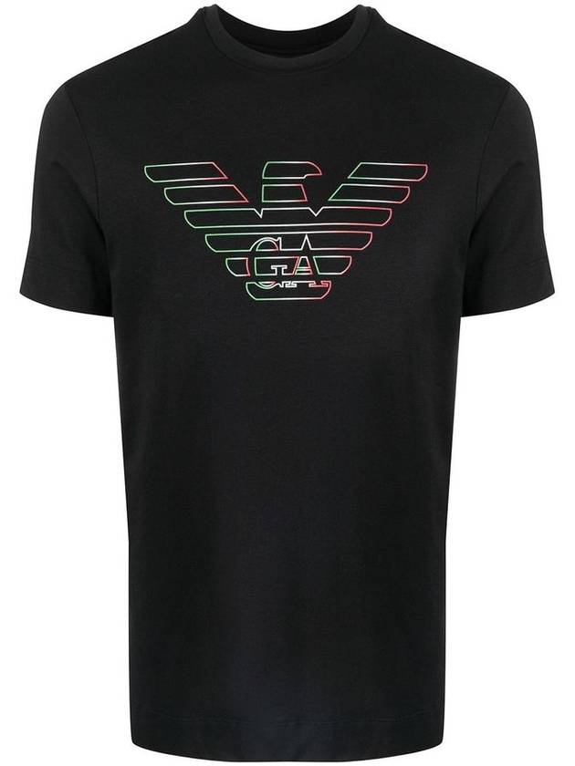 Stencil Logo Print Short Sleeve T-Shirt Black - EMPORIO ARMANI - BALAAN 1