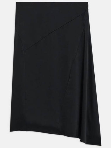 Women's Black Ankled Seam Soft Satin Midi Skirt L1009302 - THEORY - BALAAN 1