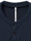 Ribbed henley neck half t shirt navy - NOIRER - BALAAN 5