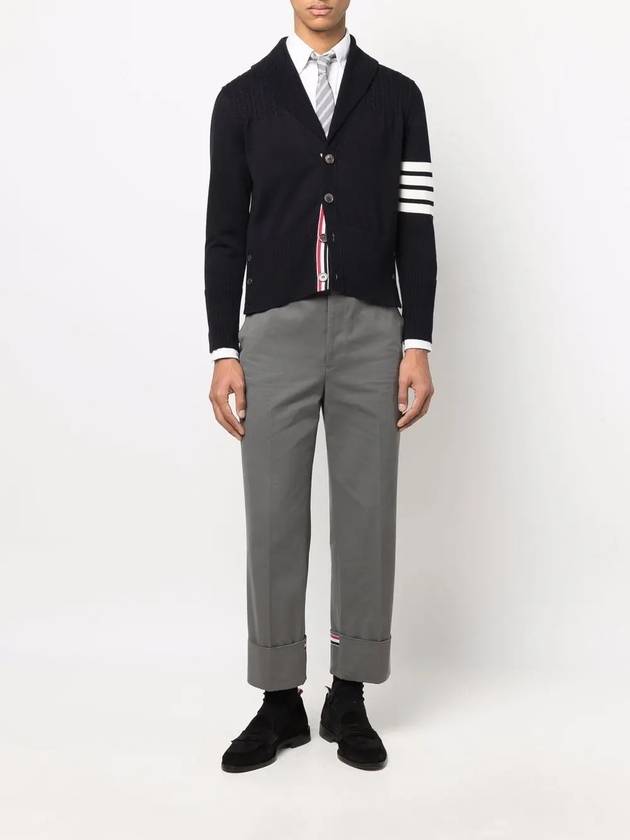 Men's Jersey Stitched Shawl Collar Cardigan Navy - THOM BROWNE - BALAAN 3