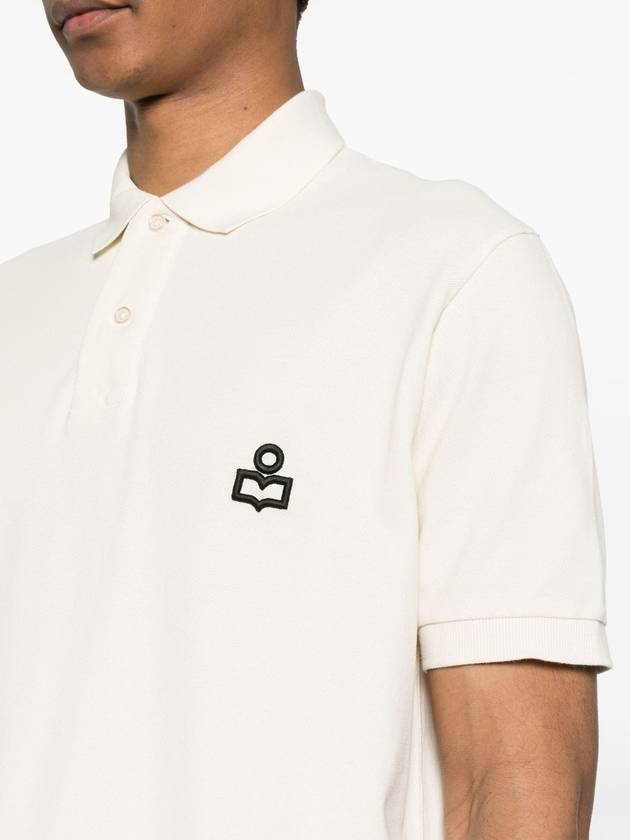 Afko Logo Cotton Polo Shirt Ecru - ISABEL MARANT - BALAAN 6