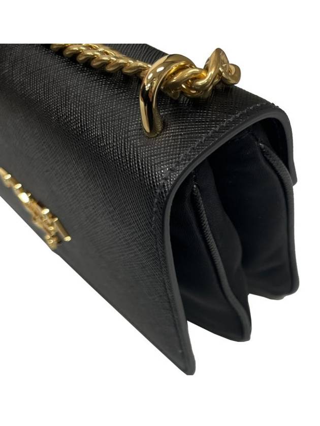 Saffiano nylon double pocket chain cross bag black 1BD144 - PRADA - BALAAN 5