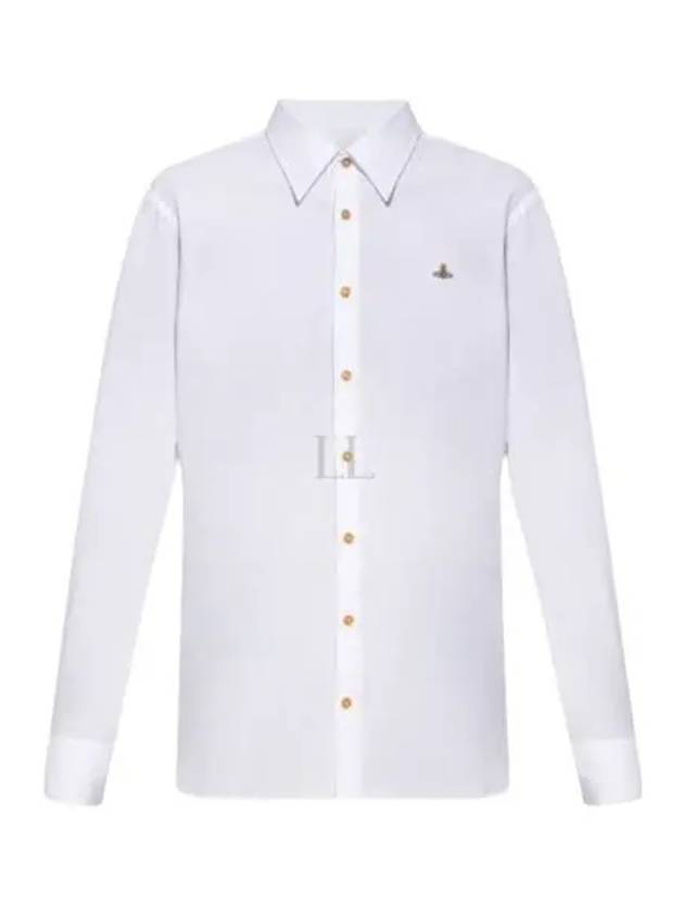 Men's Embroidered ORB Long Sleeve Shirt White - VIVIENNE WESTWOOD - BALAAN 2