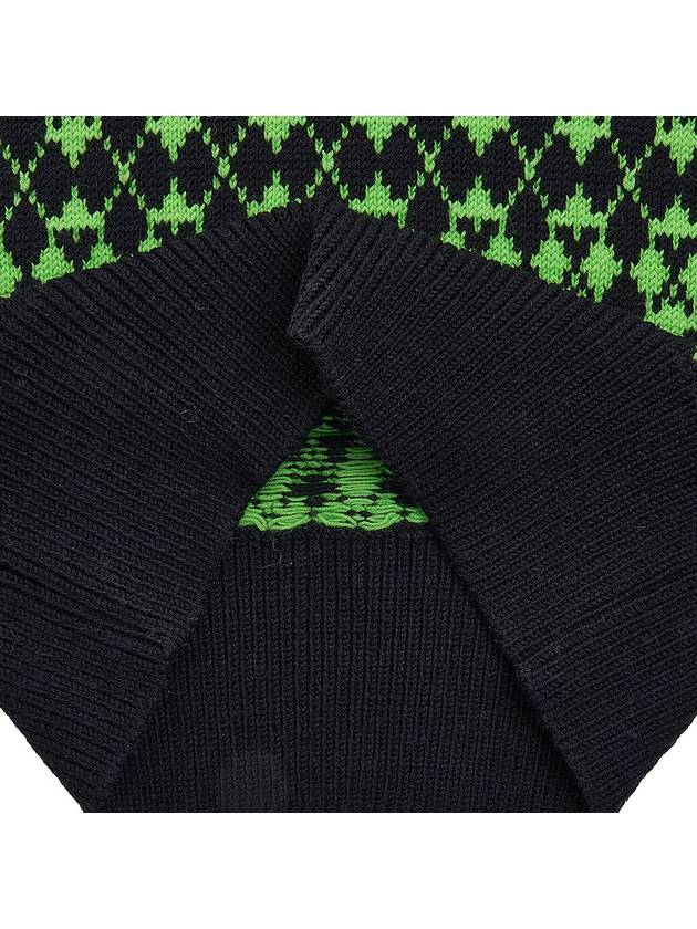 V-neck Jacquard Wool Knit Top Black Green - AMI - BALAAN 9