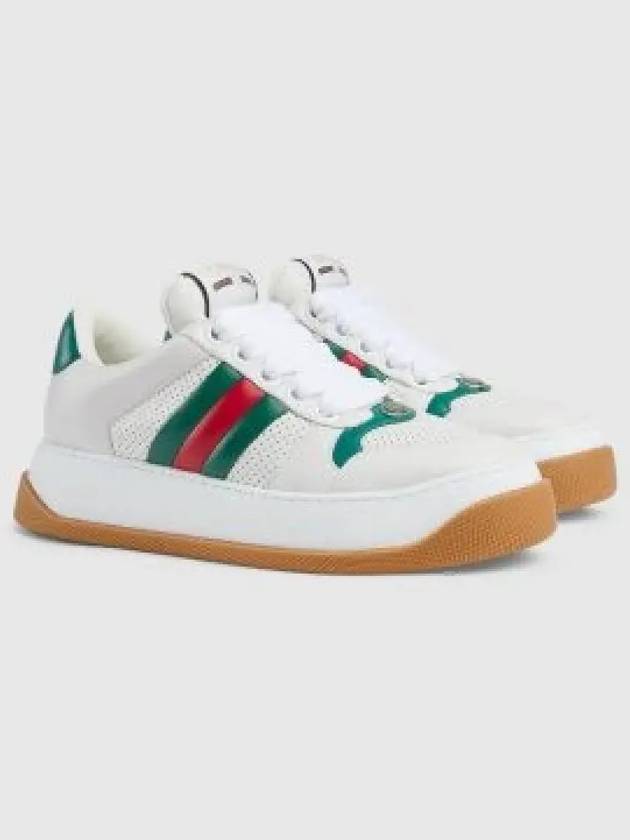 Screener Web Leather Low Top Sneakers White - GUCCI - BALAAN 2