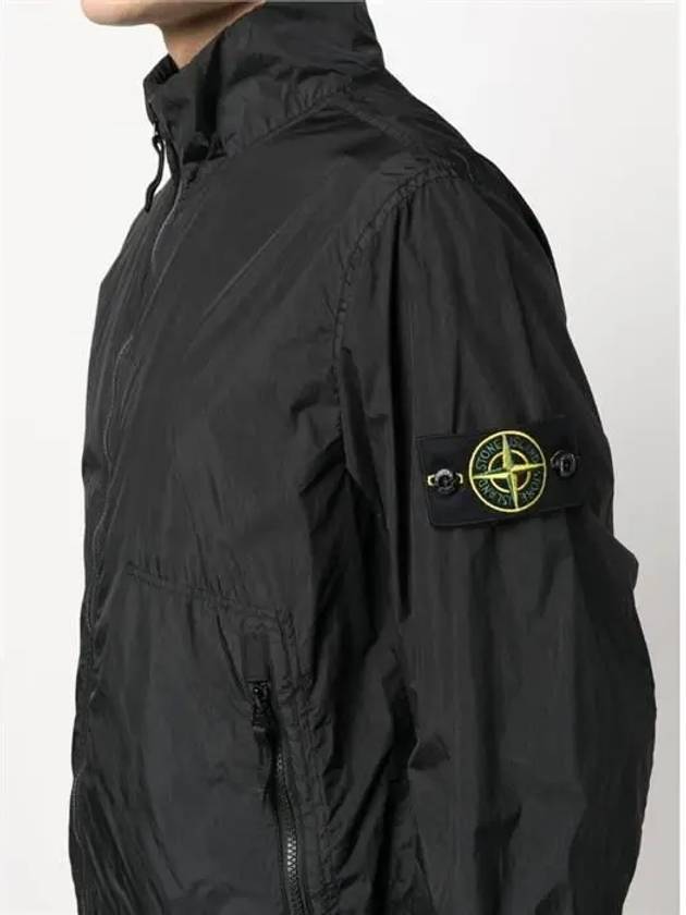 Garment Dyed Crinkle Reps Nylon Zip-up Jacket Black - STONE ISLAND - BALAAN 4