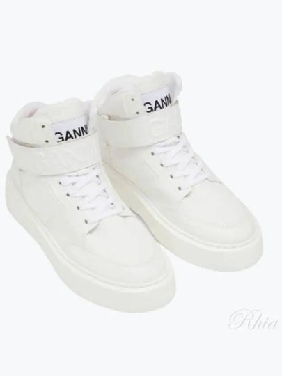 Sporty Mix Logo High Top Sneakers White - GANNI - BALAAN 2