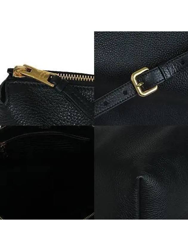 1BA201 Gold Logo Black Leather Vitello Top Handle 2WAY - PRADA - BALAAN 5