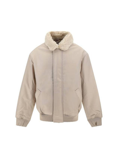 Shearling Collar Bomber Jacket Beige - ACNE STUDIOS - BALAAN 1