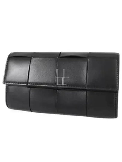 Cassette Flap Leather Long Wallet Black - BOTTEGA VENETA - BALAAN 2