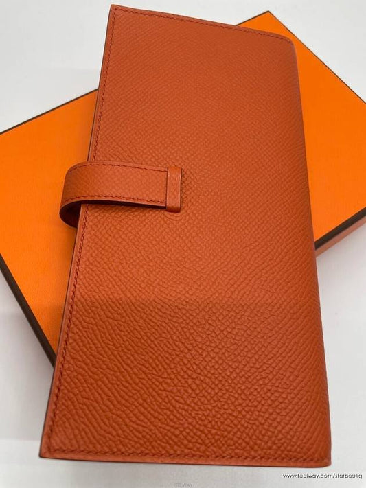 Bean Orange B engraved long wallet - HERMES - BALAAN 2