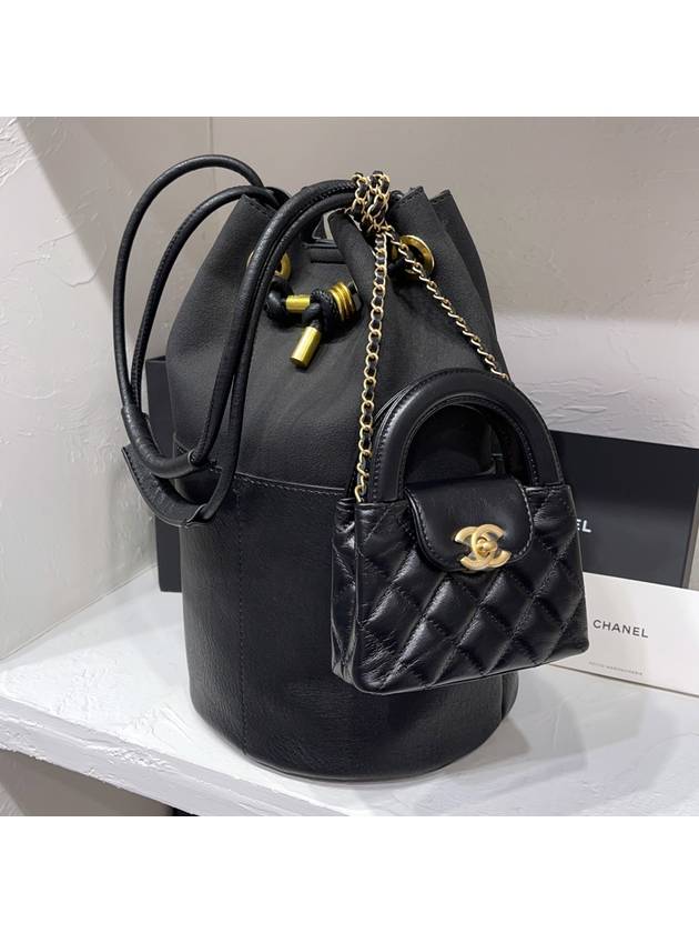 Mini Kelly Bag Shiny Vintage Calfskin Gold Black - CHANEL - BALAAN 8