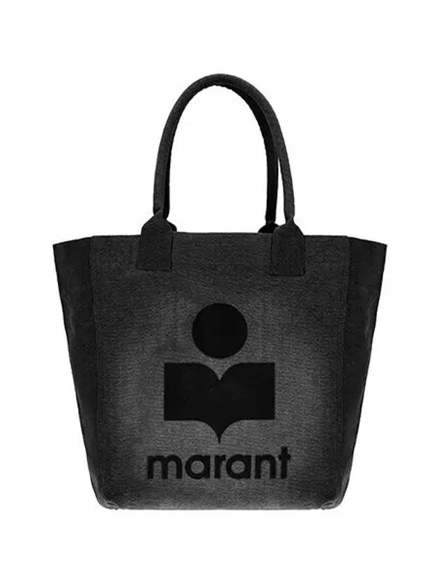 Women's Yenky Flocked Logo Tote Bag Black - ISABEL MARANT - BALAAN 4