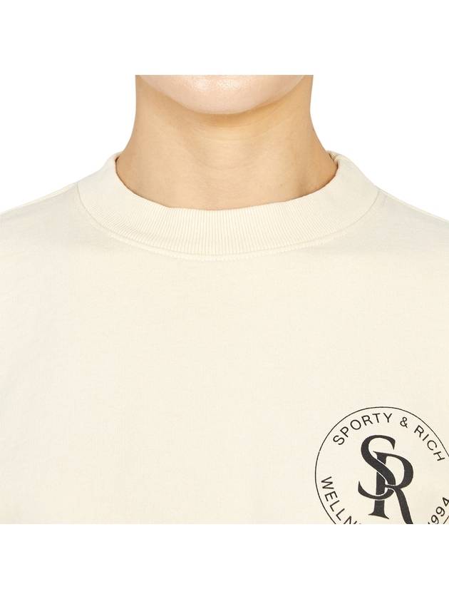 Logo Crew Neck Cotton Sweatshirt Beige - SPORTY & RICH - BALAAN 7