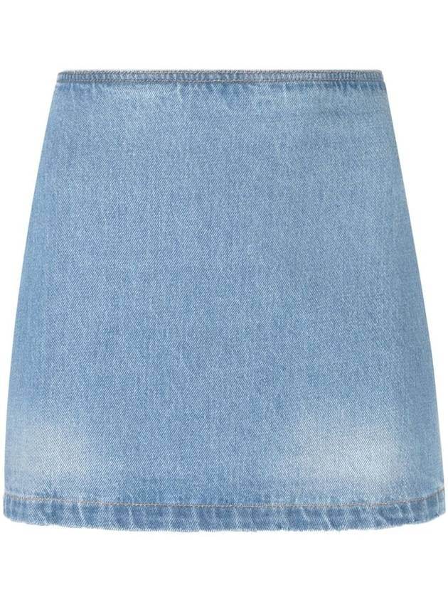 Denim Mini H-Line Skirt - VERSACE - BALAAN 1