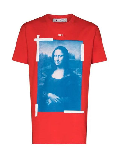 Mona Lisa Slim Short Sleeve T-Shirt Red - OFF WHITE - BALAAN 1