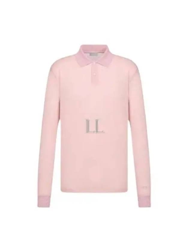 Men's Lightweight Cotton Blend Jersey Polo Shirt Pink - DIOR - BALAAN 2