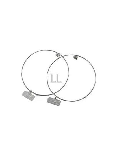 Logo Decorated Push Back Hoop Earrings Silver - MAISON MARGIELA - BALAAN 2