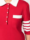 Cotton Hector Pointelle 4-Bar Polo Shirt Red - THOM BROWNE - BALAAN 4