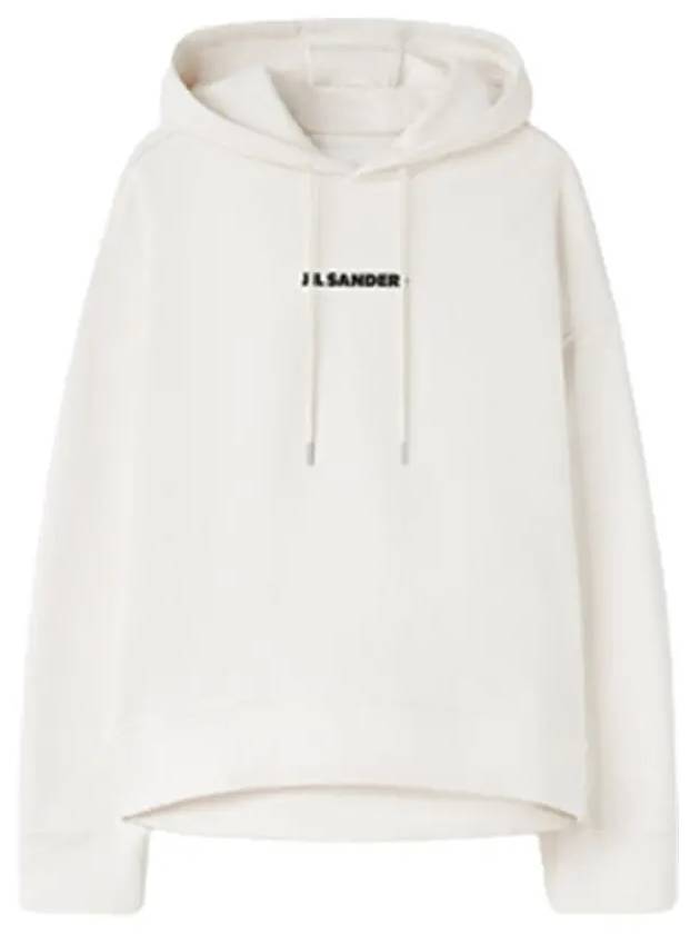 Print Logo Long Sleeve Hoodie White - JIL SANDER - BALAAN.