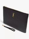 Gold Monogram Document Holder In Matelasse Leather Black - SAINT LAURENT - BALAAN 3