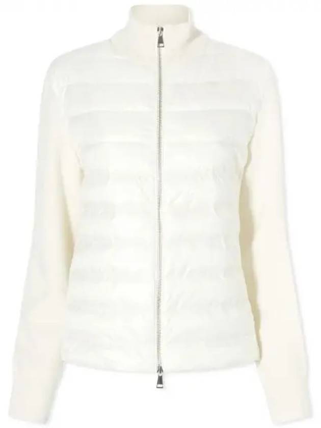 Logo Padded Wool Cardigan White - MONCLER - BALAAN 1