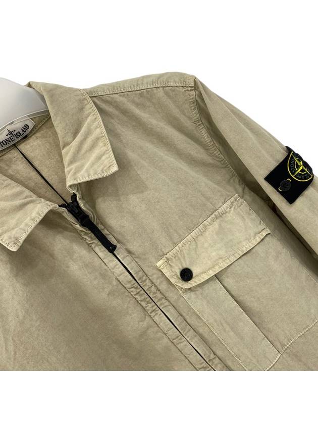Old Treatment Garment Dyed Overshirt Jacket Beige - STONE ISLAND - BALAAN 3