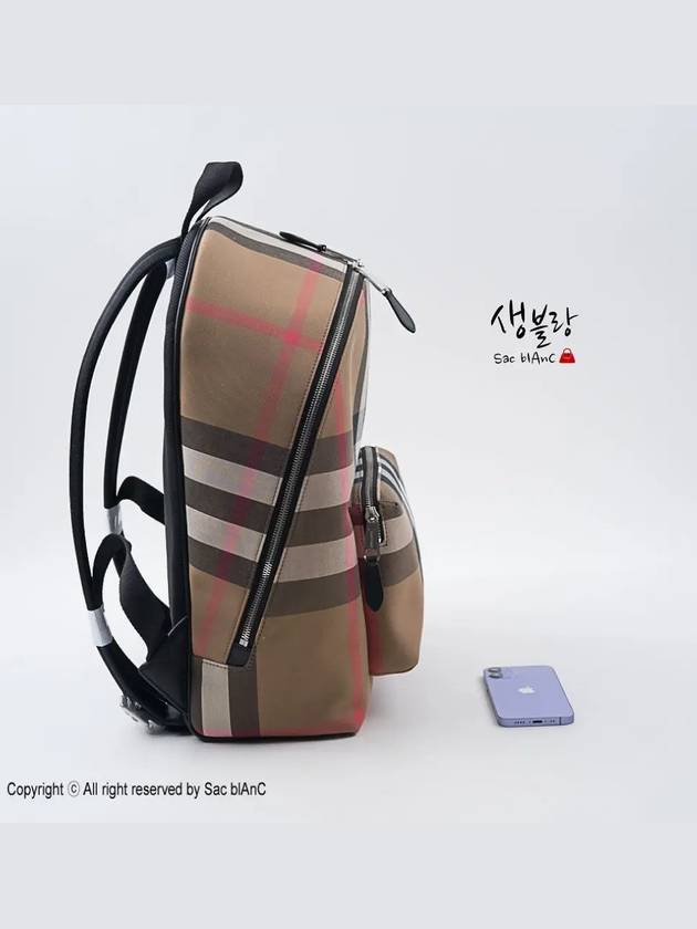 JEFF Check Canvas Backpack 80845501 - BURBERRY - BALAAN 6