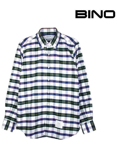 Oxford Tartan Check Cotton Long Sleeve Shirt - THOM BROWNE - BALAAN 2