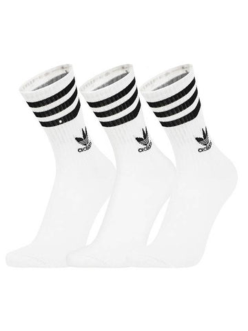 Logo Mid Cut Crew Socks 3 Pairs White - ADIDAS - BALAAN 1