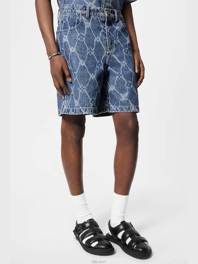 Monogram Printed Denim Shorts Indigo - LOUIS VUITTON - BALAAN 3