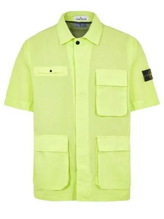 Men's Waffen Short Sleeve Shirt Jacket Lime - STONE ISLAND - BALAAN 2