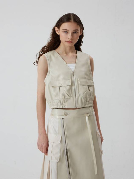 Vneck cargo vest CREAM - REAL ME ANOTHER ME - BALAAN 2