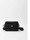 Re-Nylon Saffiano Leather Triangle Logo Cross Bag Black - PRADA - BALAAN 2