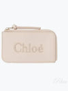 Embroidered Logo Shiny Calf Skin Zipper Card Wallet Pink - CHLOE - BALAAN 2