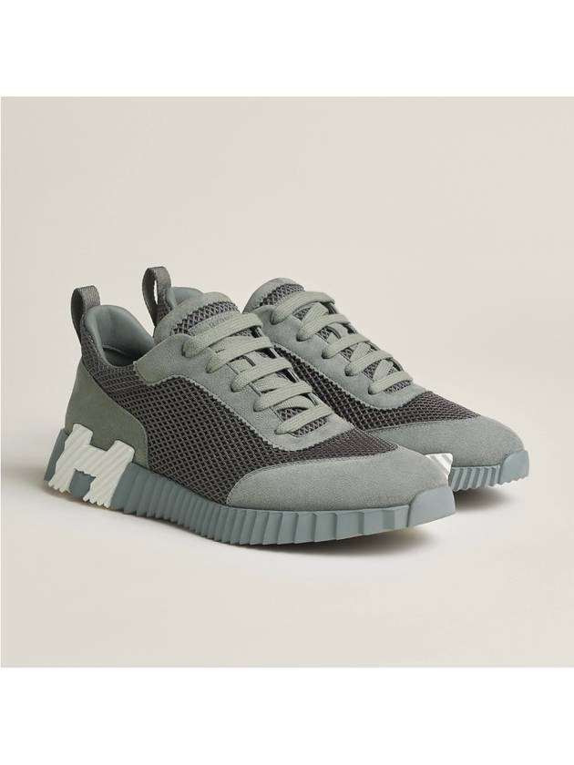 Bouncing Graphic Mesh Suede Low Top Sneakers Gris Brume - HERMES - BALAAN 4