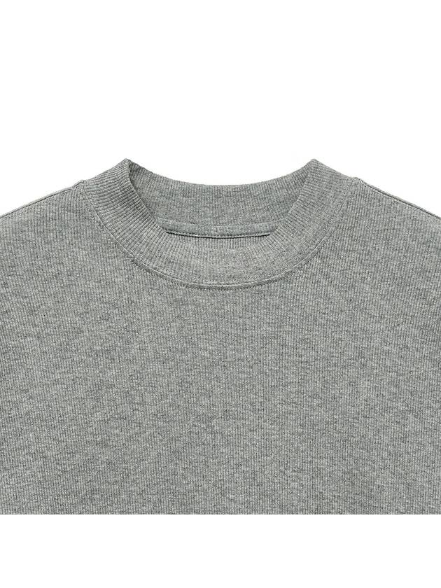 Ribbed Mock Neck Half Short Sleeve T-Shirt Grey - NOIRER - BALAAN 5