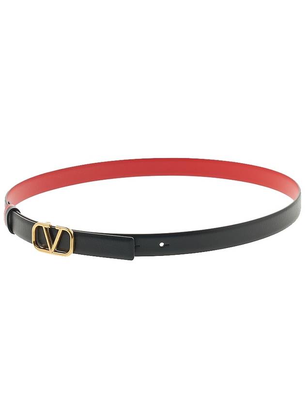 V Logo Signature Leather Belt Black Red - VALENTINO - BALAAN 6